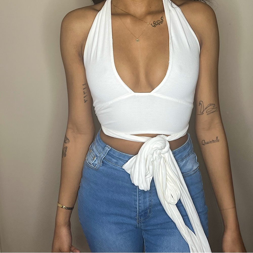 White wrap top